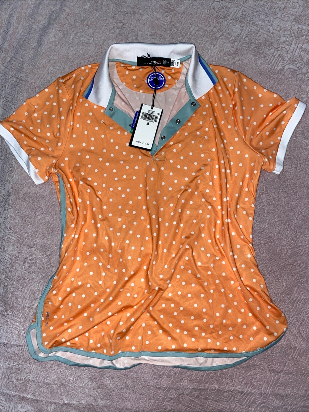 RALPH LAUREN X Polka Dot Golf Polo in Peach Orange